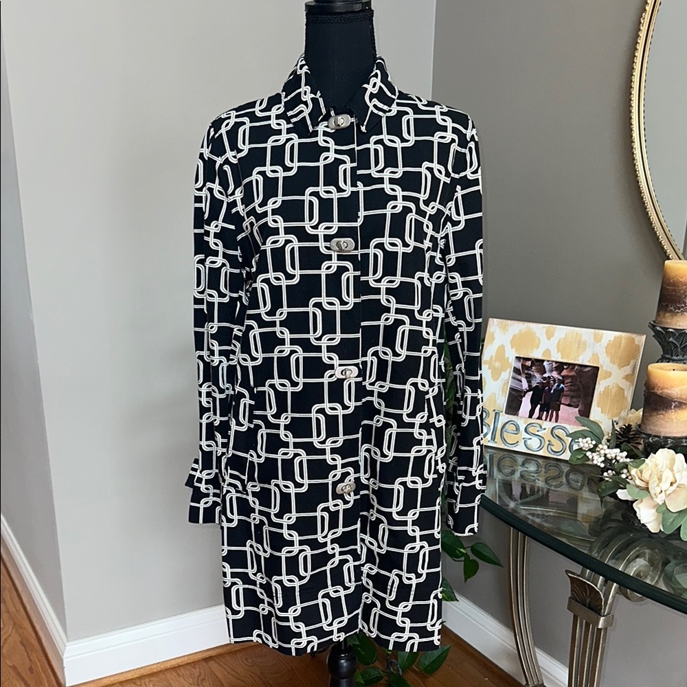 Black and White Geometric Print Jacket
